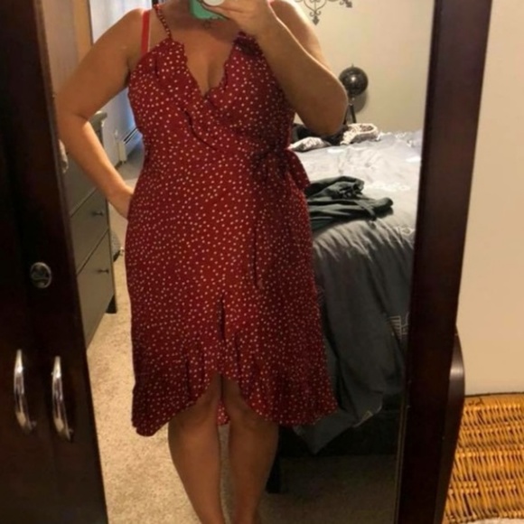 Black and White Polka Dot Wrap Dress - Picture 6 of 6